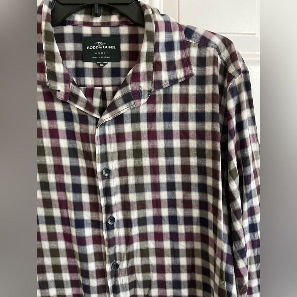 Rodd & Gunn Men's Plaid Button-Down Shirt in Burgundy, Navy & Olive